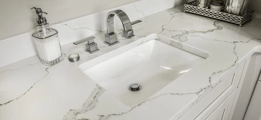 White Quartz For Bathroom Vanity Top