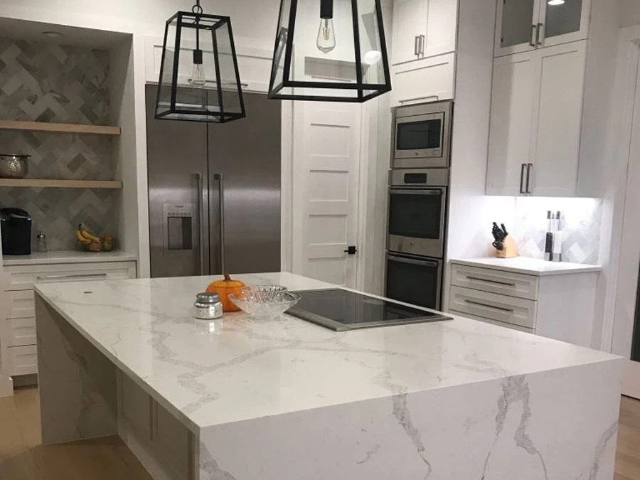 Calacatta White Quartz For Kitchen Countertop