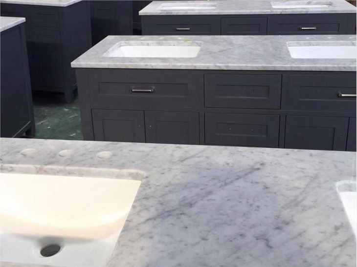 Bianco Carrara White Marble Vanity with Cabinet