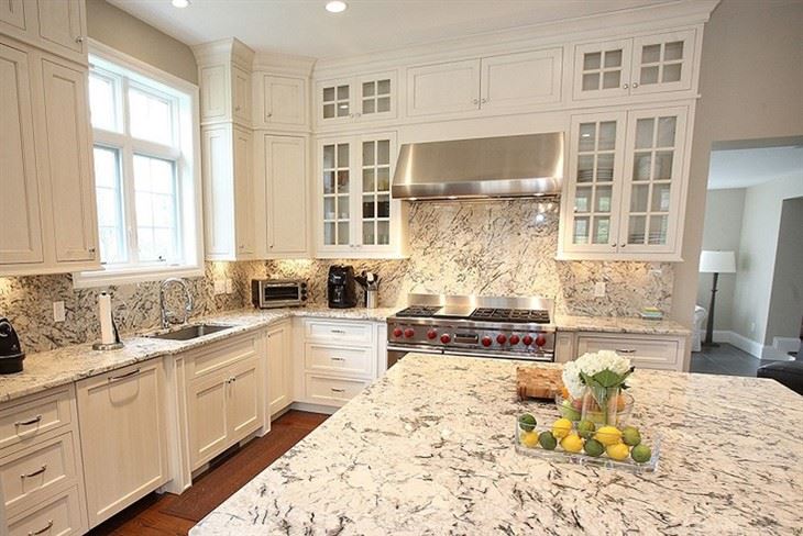White Ice Granite Kitchen